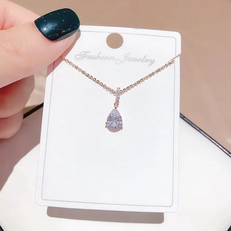 Высокая конец с камнями в форме капли воды кубический циркон ожерелье из