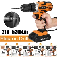 21v cordless drill electric screwdriver wireless led lighting power driver dc lithium ion battery 520n m diy power tools