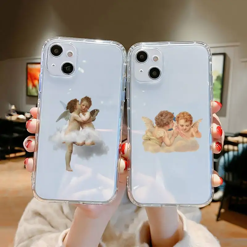 

baby angel painting aesthetic art Phone Case Transparent soft For iphone 12 11 13 7 8 6 s plus x xs xr pro max mini