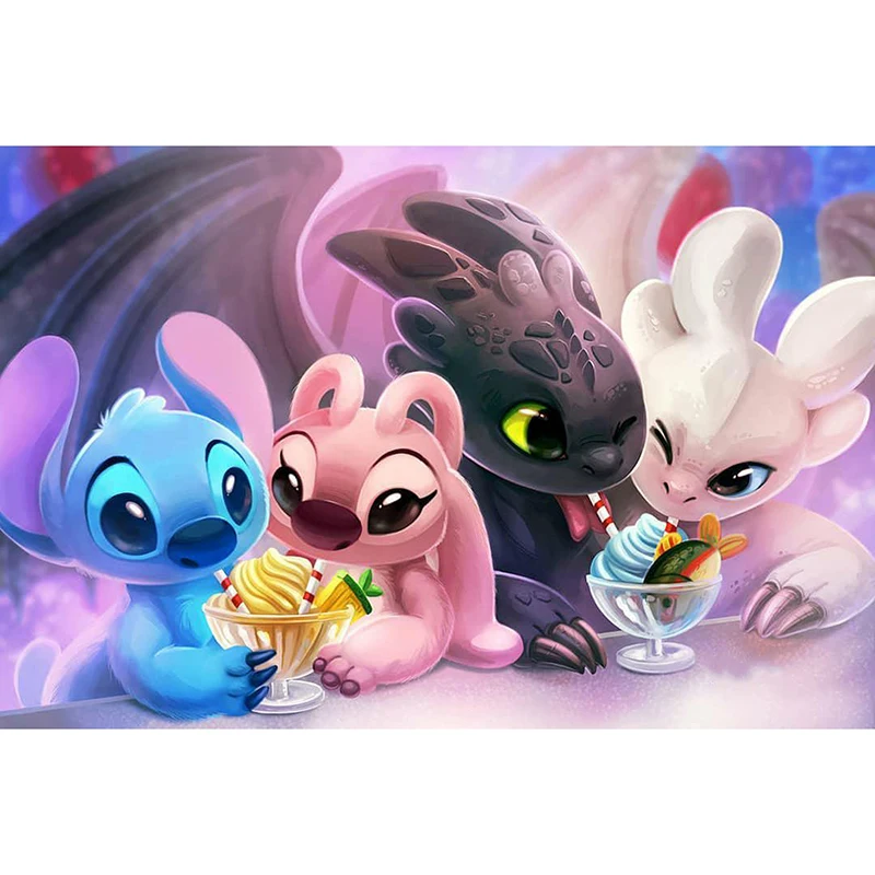 5D DIY Алмазная картина Lilo& стежка и Беззубик полная квадратная круглая вышивка мозаикой из стразов Вышивка крестом домашний Декор подарок