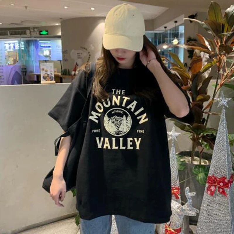 

Футболка женская с коротким рукавом и круглым вырезом, в европейском и американском стиле