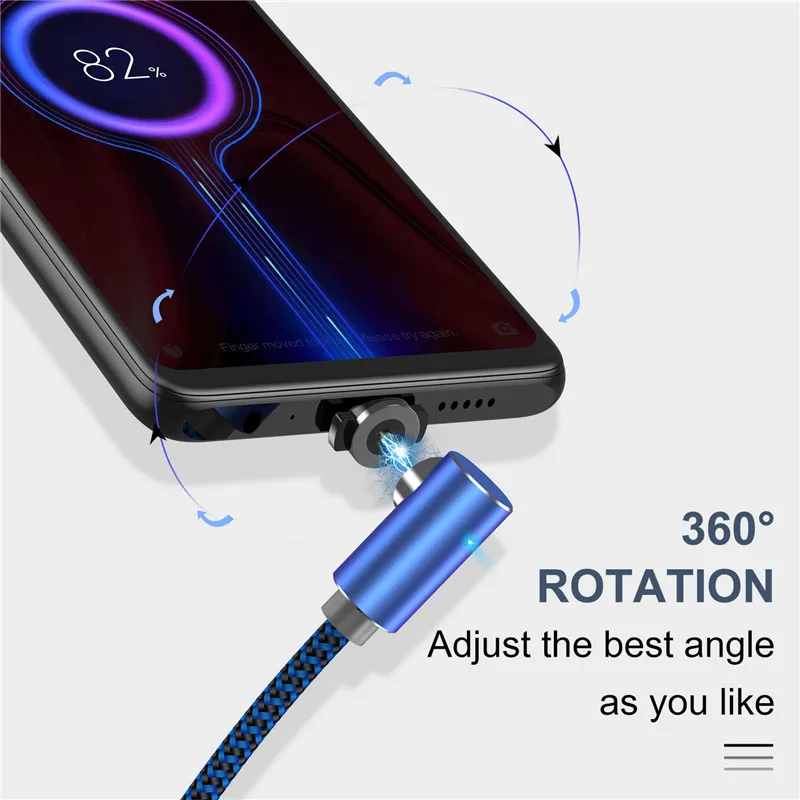 GTWIN Магнитный USB зарядный кабель для iPhone 11 Pro Max 8 7 6 Micro Type C Кабель 90 градусов