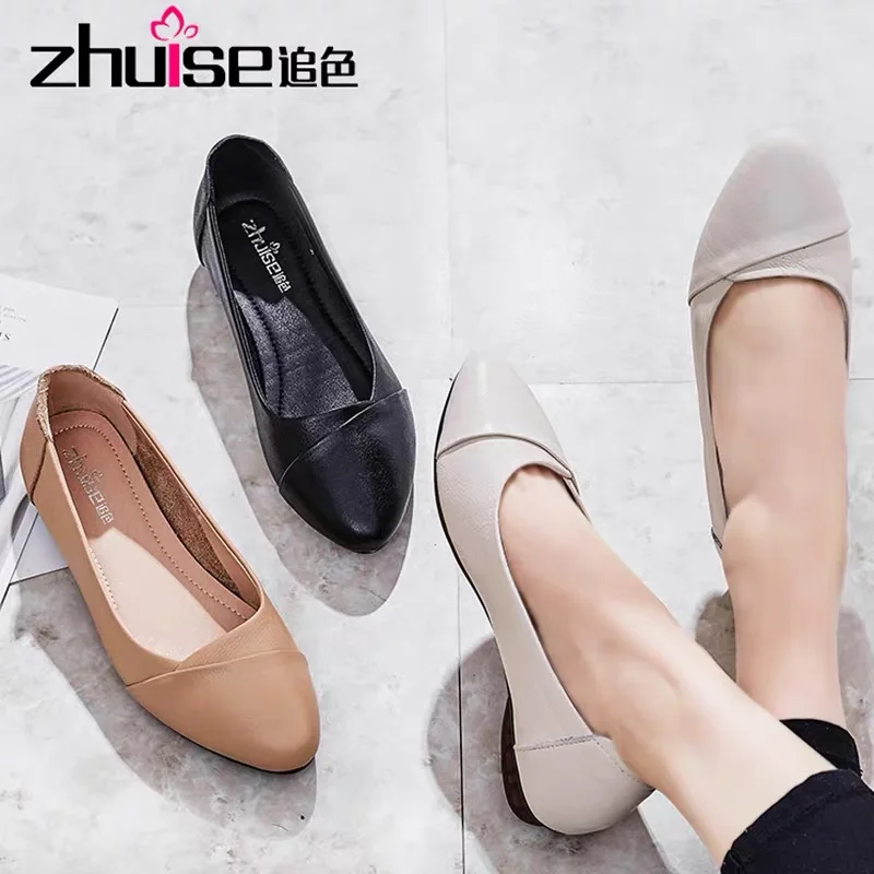 Туфли женские на плоской подошве мягкая кожа подошва удобная кожаная обувь для