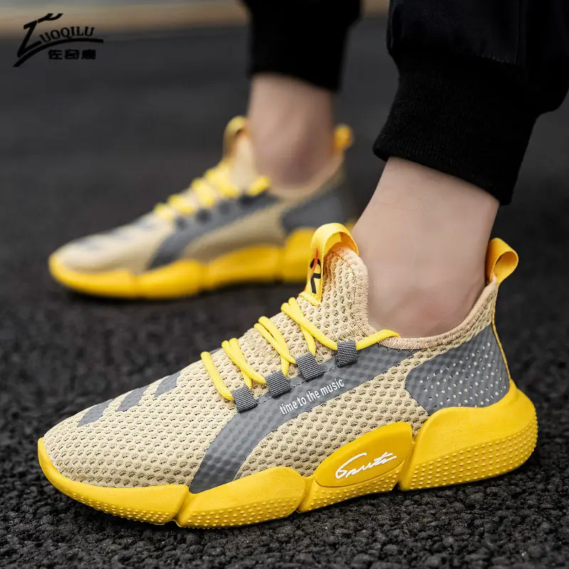 Кроссовки мужские сетчатые на шнуровке удобные повседневные легкие Уличная