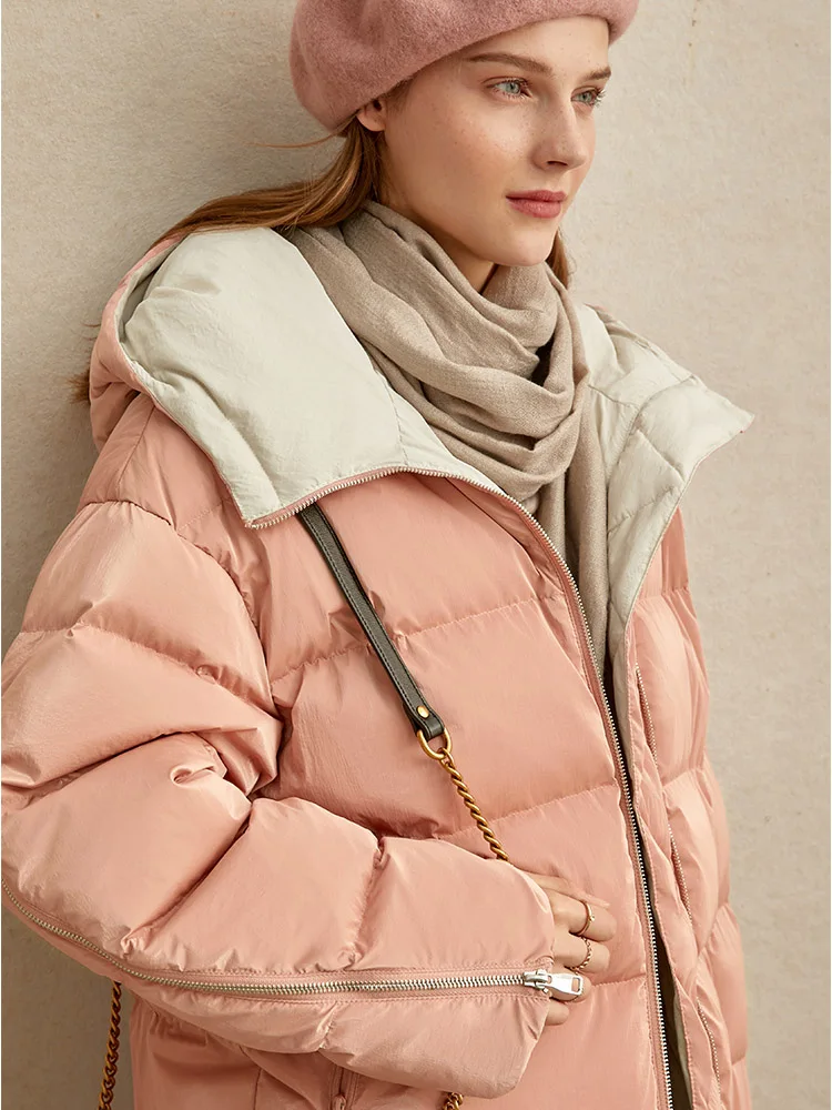 Amii модный пуховик зимний женский Повседневный теплый свободный с капюшоном 11970436