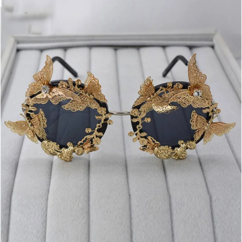 

Super Luxury Baroque Sunglasses Women Metal Flower Vintage Eyewear Brand Design Sun Glasses Outdoors Casual Fashion Accessories