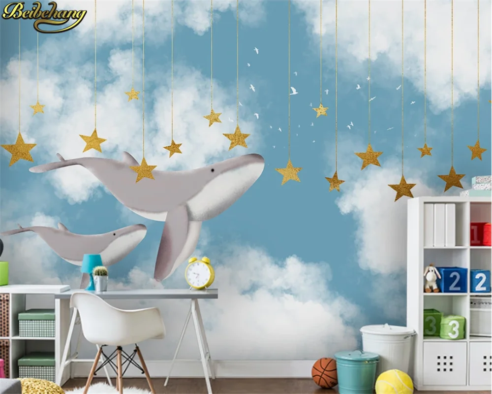 Пользовательские 3d Обои фреска Скандинавская ручная роспись небо белое облако