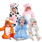 Детский фланелевый комбинезон Kugurumi с милым мультяшным рисунком кролика, хлопковые комбинезоны для мальчиков и девочек с животными, детская одежда, комбинезон, наряд Bebes