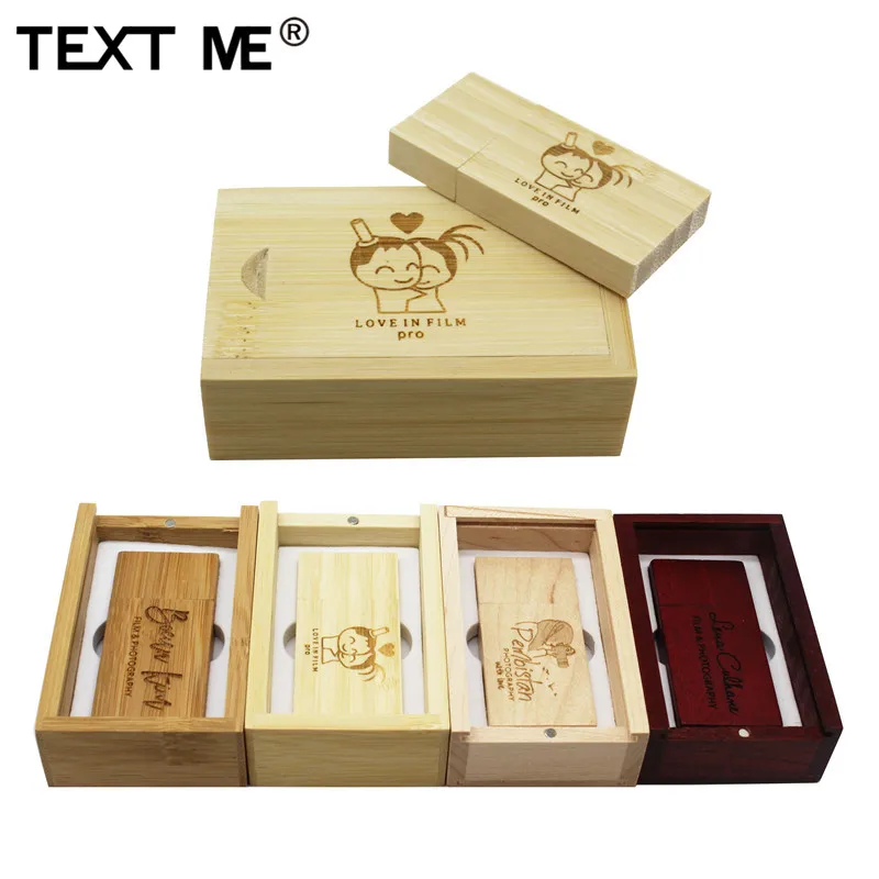 TEXT ME деревянный+ коробка персональный логотип usb флэш-накопитель 4 ГБ 8 ГБ 16 ГБ 32 ГБ 64 ГБ usb 2,0 фотография подарок