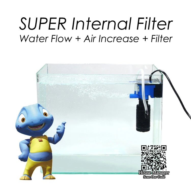 

Super Aquarium Internal Air Pump for Air Oxygen Increase, Submersible Air Compressor for turtle fish tank, Filtering Water Flow