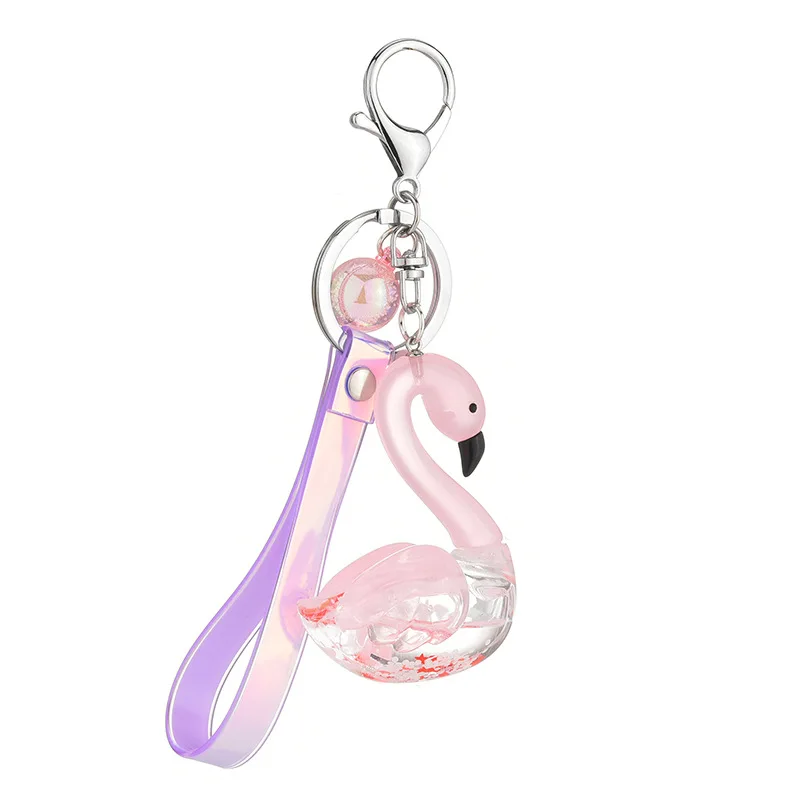 

Quicksand Sequins Acrylic Oiled Little Swan Girl Keychain Symphony Laser Leather String Bag Pendant Gift