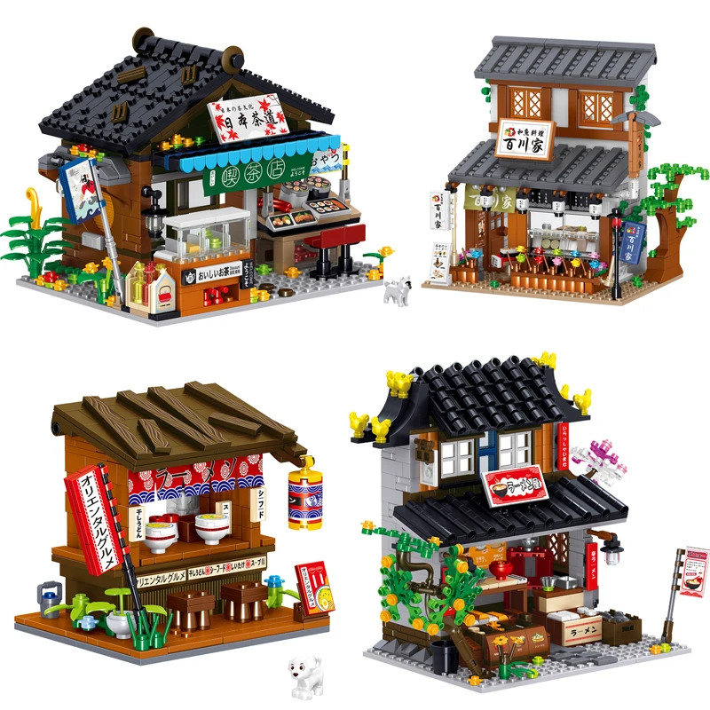 

Japan Architecture City Street View Retail House Shop Building Blocks Japanese Restaurant Store Model Bricks Toys for Children