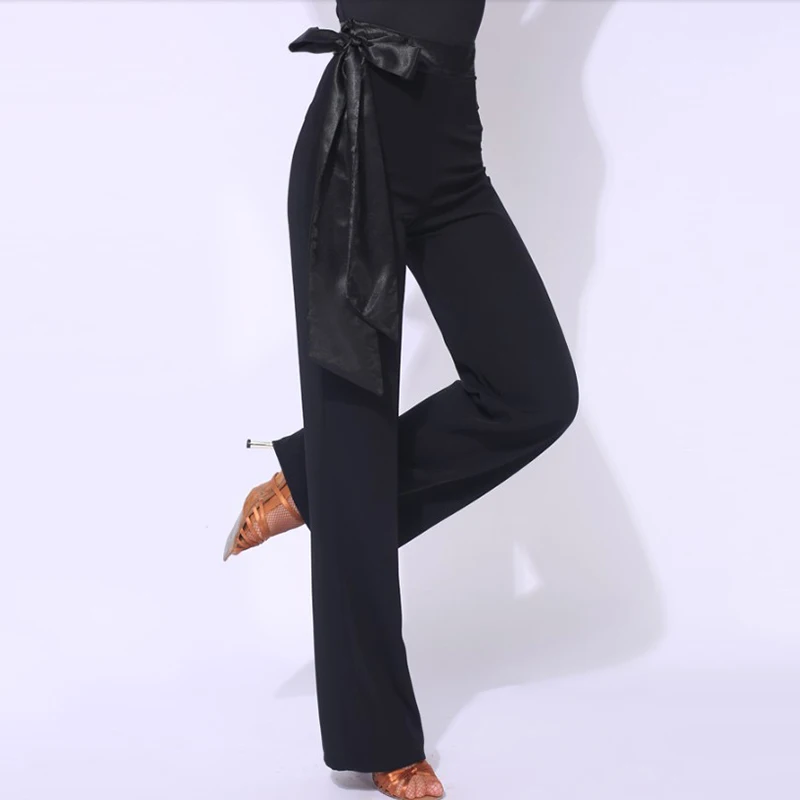 Черные брюки для Бальных и латиноамериканских танцев женские костюмы танго