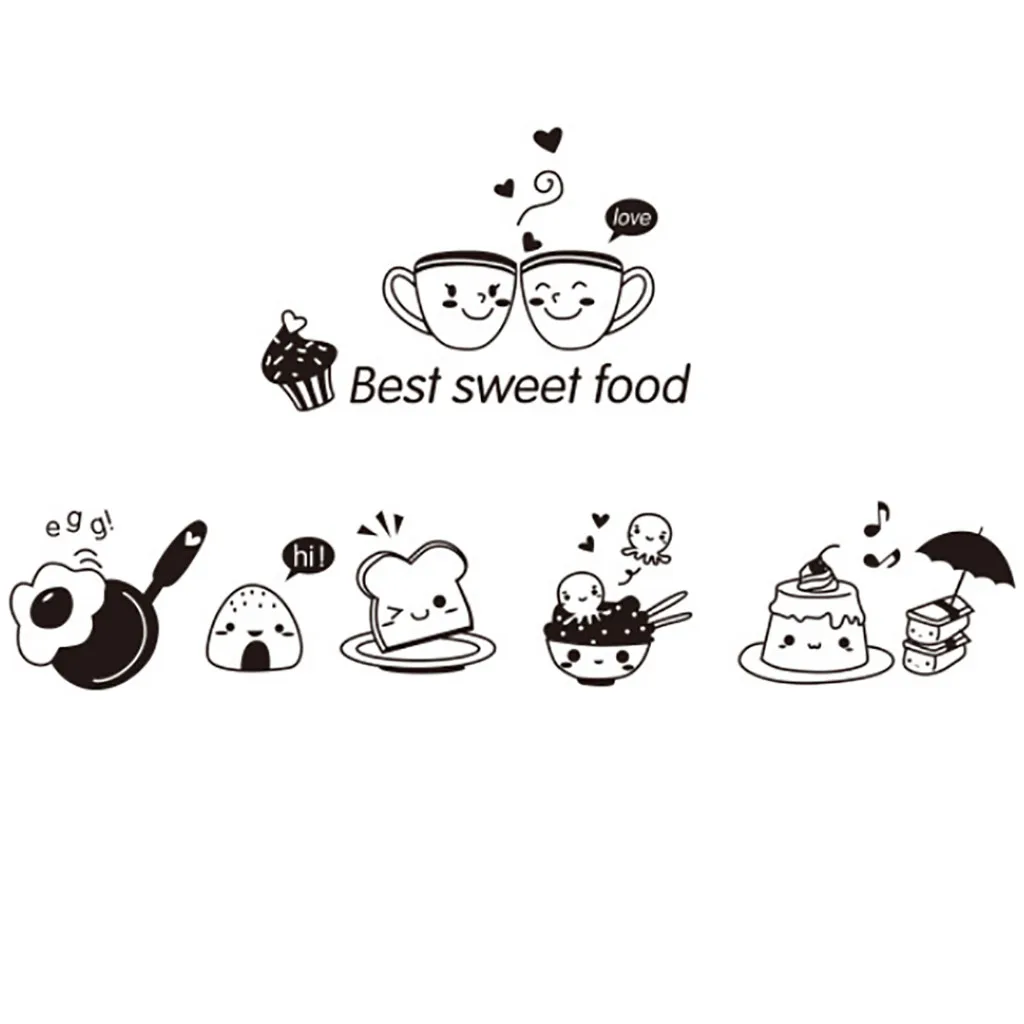 

Kitchen Wall Stickers Coffee Sweet Food DIY Wall Art Decal Decoration Oven Dining Hall Wallpapers PVC Wall Decals/Adhesive #Y10