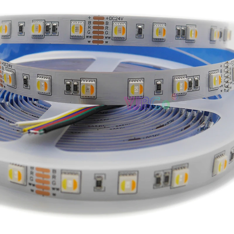5M AC/DC 12V 24V 5 цветов в 1 светодиодный чип RGB ленты SMD 5050 гибкий светильник + холодный