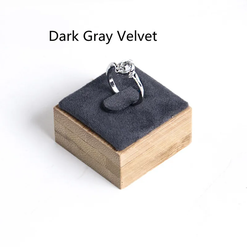 Dark Gray Бамбуковые деревянные кожаные кольца Дисплей Стенд креативная коробка для демонстрации колец Держатель ювелирных изделий стенд - Цвет: Dark Gray