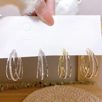 rhinestone hoop earrings geometric exaggerated big circle earring for women girls trendy jewelry party accessories lady gifts