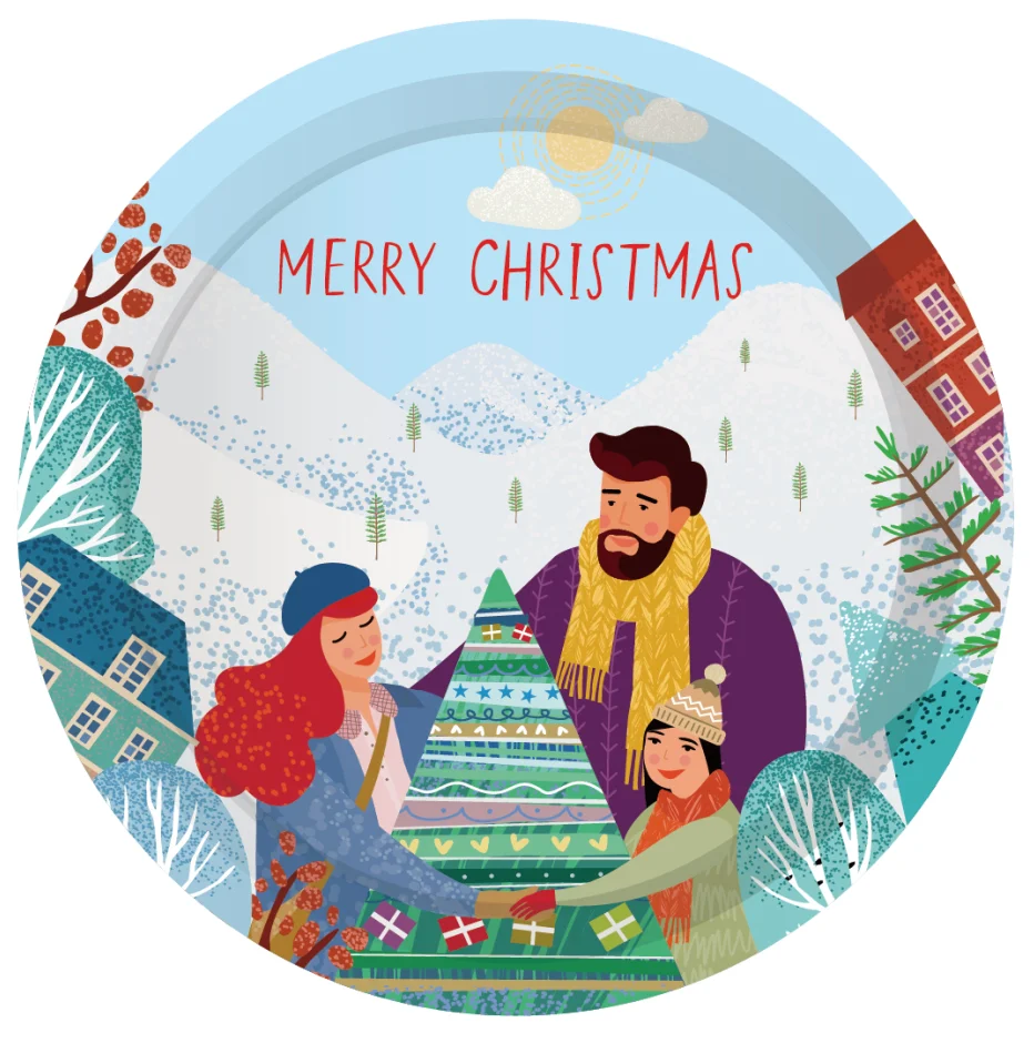 

Merry Christmas Dinner Plates Party Decorations Disposable Napkin Tableware Napkins for Home Xmas Party Favor