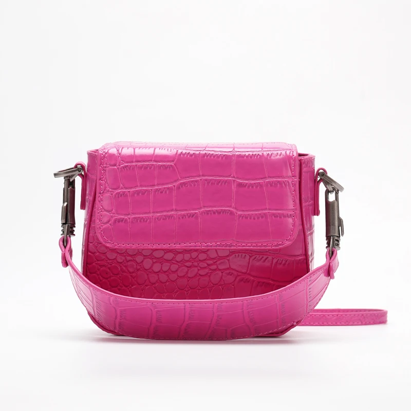 

Women Shoulder Crossbody Bags Wide Strap Handbags Small Box Purses Designer Brands Alligator Saddle Bag Luxury Crocodile Leather