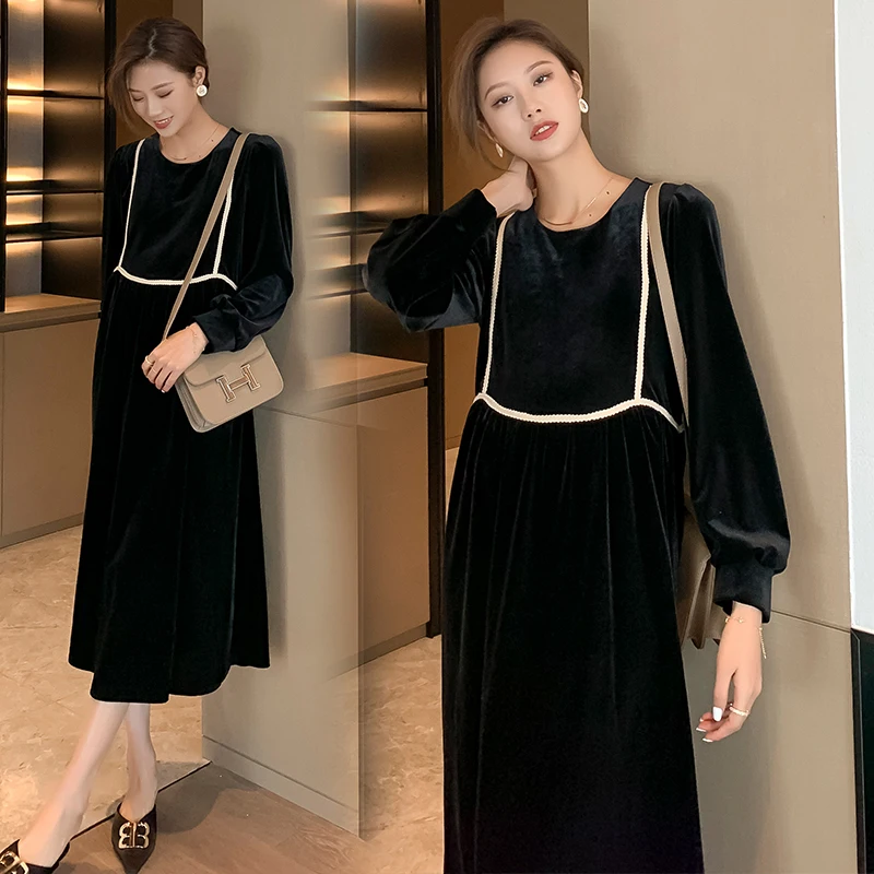 

Осеннее длинное вечернее платье 3968 #2021, элегантное облегающее свободное платье трапециевидной формы для беременных женщин