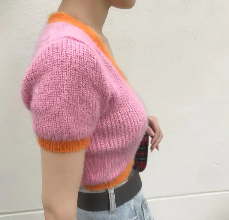 2019 корейский милый Укороченный кардиган женский вязаный свитер шикарный