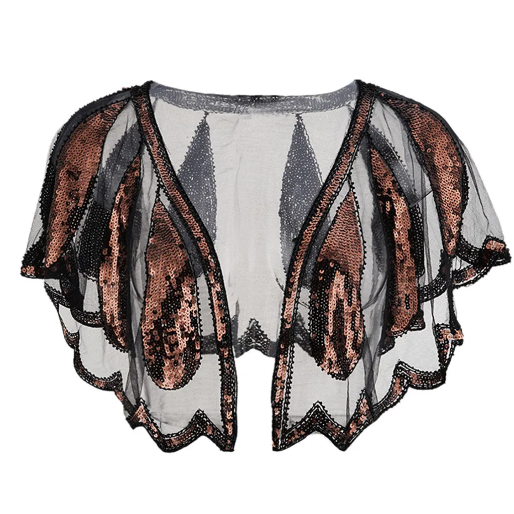 Women's Shawl Beaded Sequin Deco Evening Cape Bolero Flapper Cover up 2019 Spring Autumn New Simplicity Fashion retro | Аксессуары
