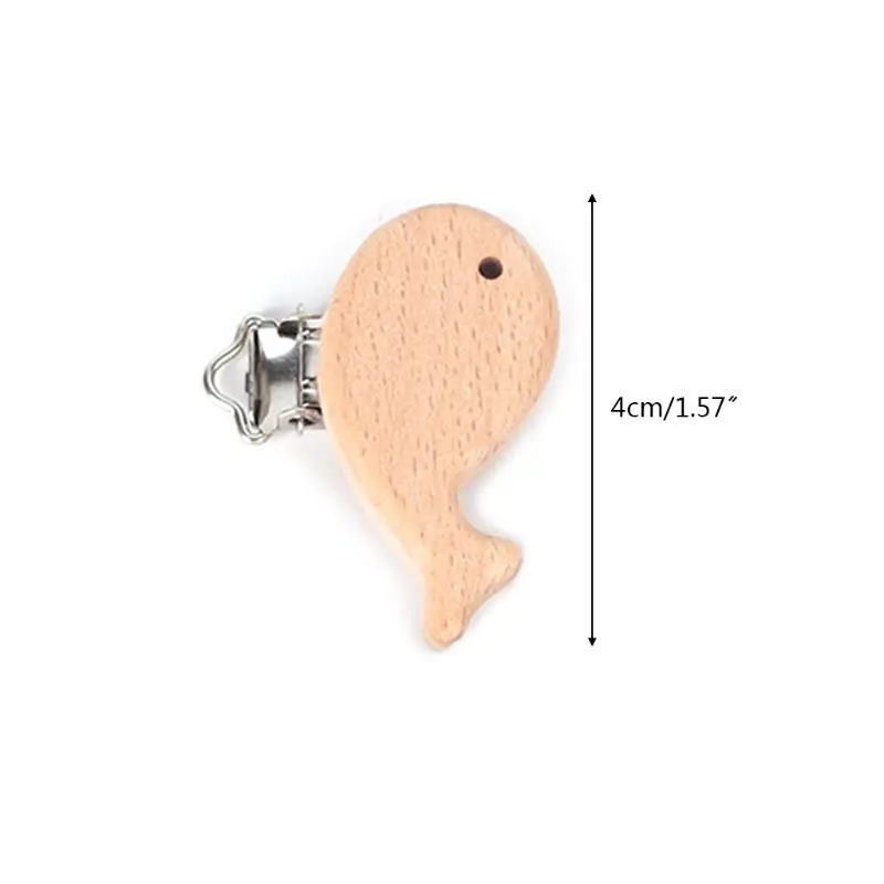 

5Pcs Natural Beech Wood Animal Pacifier Clips Baby Teether Safety Clasp DIY Nipple Chain Accessory