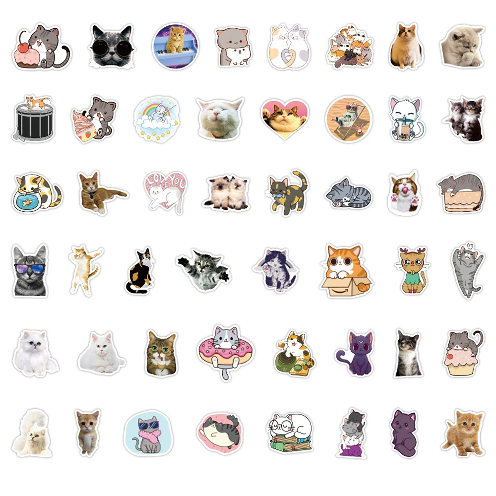 1050100pcs kawaii cat stickers decal for girl cute cartoons animal sticker to suitcase stationery fridge water bottle guitar free global shipping