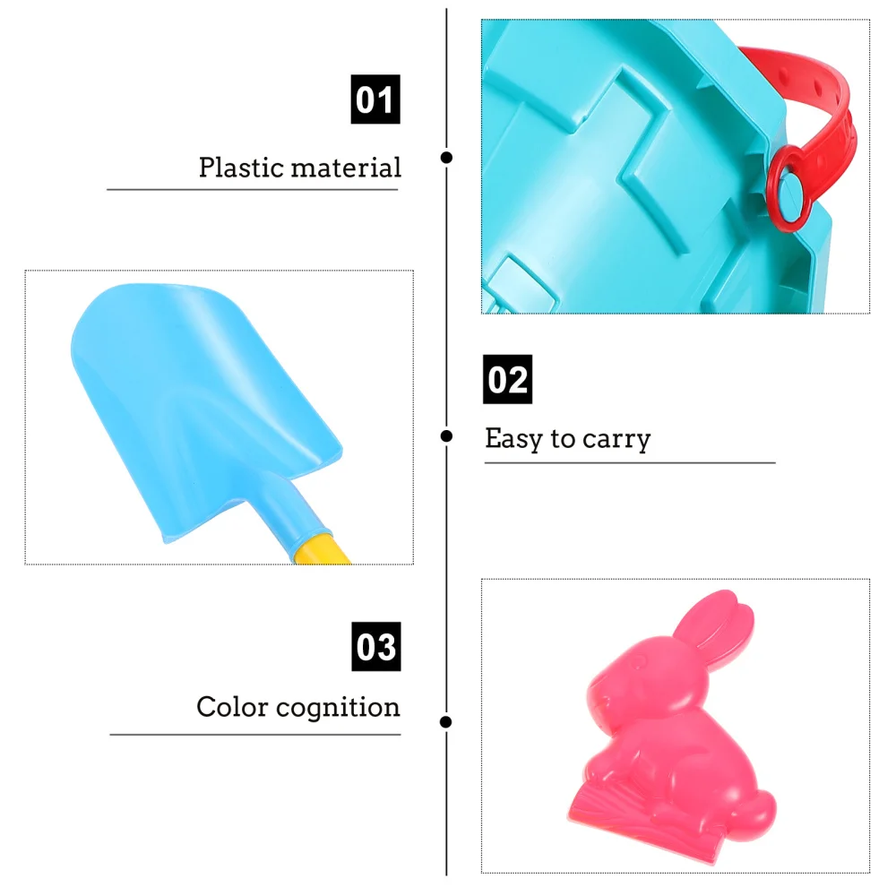 

1 Set 6Pcs Beach Bucket Toys Set Sand Play Bucket Shovel Toys (Random Color)