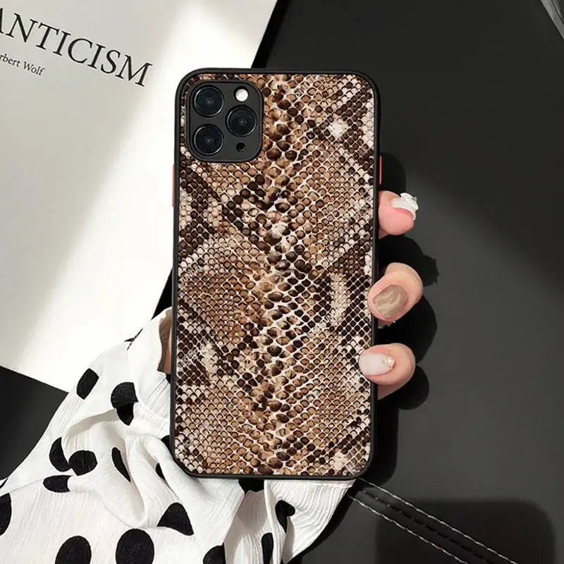 

Leather Snake Scales pattern Phone Case matte transparent For iphone 7 8 11 12 plus mini x xs xr pro max cover