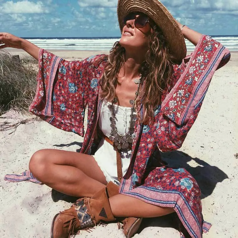 2020 сексуальное бикини накидка богемный Тропический Принт длинное летнее пляжное