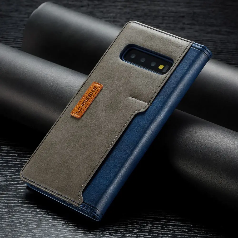 LCHULLE винтажный кошелек кожаный чехол для samsung S8 S9 S10 Plus Note 9 роскошный Магнитный бампер чехол для телефона для Galaxy Note 10 Plus - Цвет: Синий