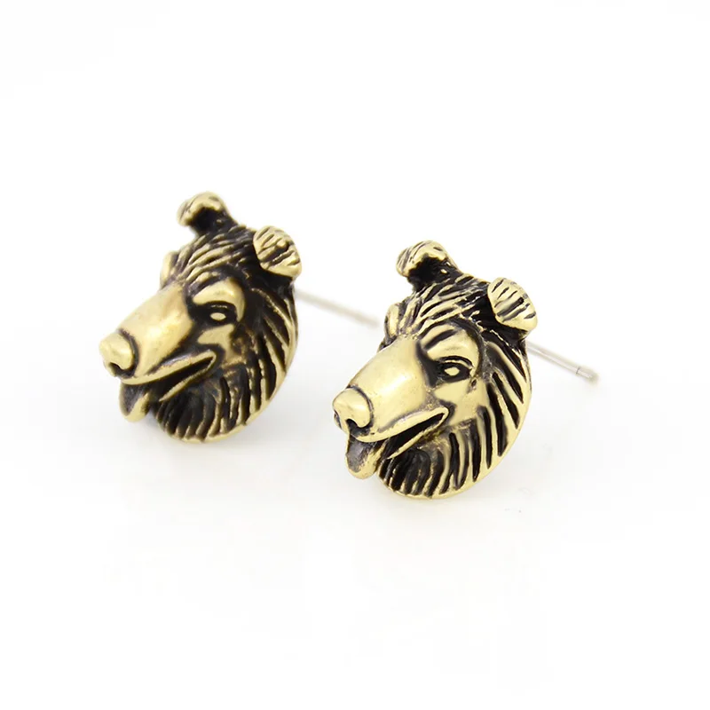 Винтажные технические 3D серьги-гвоздики в виде грубого колли и шелти собаки