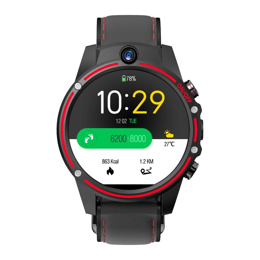 black red Умные часы KOSPET Vision спортивные часы 1,6 дюймов 4G 3+ 32GB Смарт-часы GPS Двойная камера часы с сим-картой Бизнес Мужчины pk hope brave - Цвет: black red