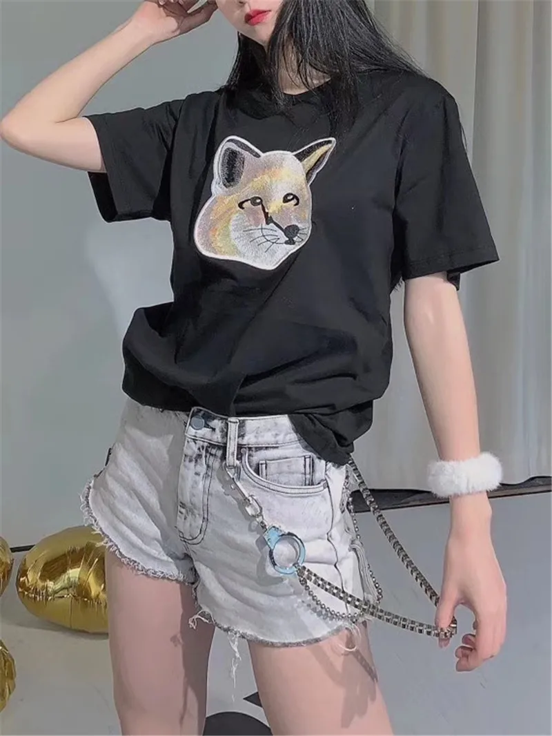 С нашивкой в виде мордочки лисы вышивка Maison KITSUNE для мужчин и женщин на каждый