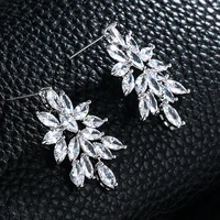 huami shine zircon leaf stud earrings women popular jewelry simple bizuteria damska gift for girlfriend earrings fashion