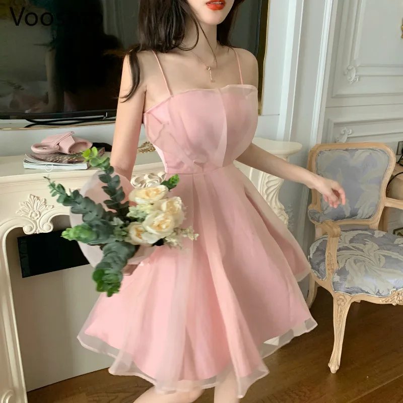 Новое летнее женское Короткое платье в французском стиле Сетчатое феи на тонких