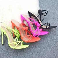 women sandals high heels shoes clip toe bandage pinch stiletto ladies thin heels female plus size summer 2021 casual solid