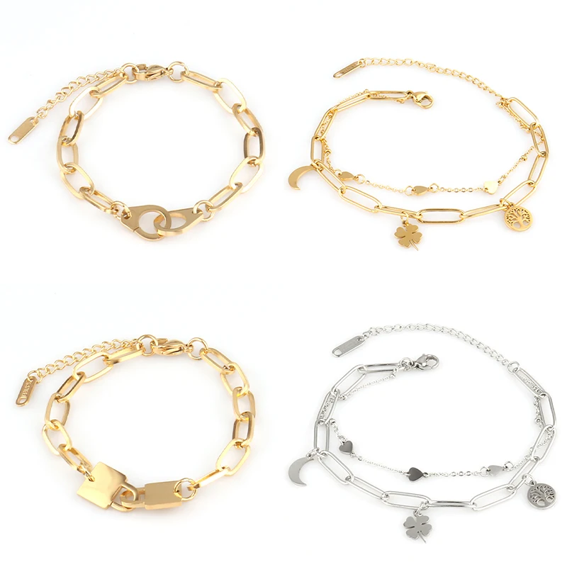 Модный браслет из нержавеющей стали в стиле панк наручники с замком подвеска