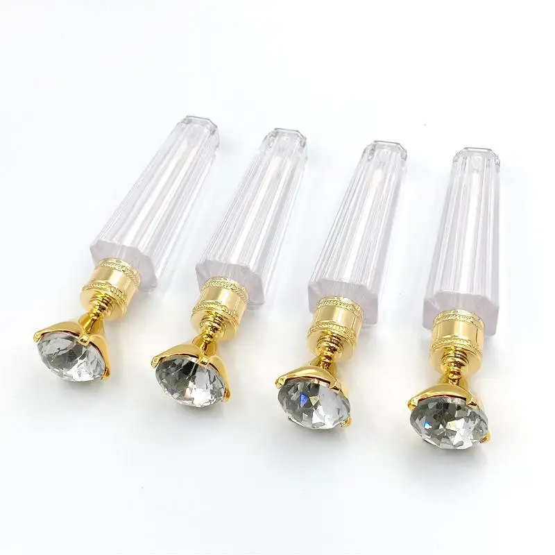 Tubos de brillo de labios de diamante, botella de viaje transparente, tubo de brillo de labios vac&iacute;o, contenedores de embalaje, botella de brillo de labios rellenable #822-3