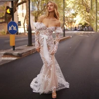 eightree sexy wedding dresses beach boho appliques princess bridal dress off the shoulder long sleeves plus size wedding gowns