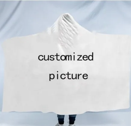 hooded blanket Индивидуальные фотографии для больших клиентов, Флисовое одеяло, Пеленальное Одеяло с капюшоном, покрывало для дивана, покрывало для кровати, одеяло для телевизора - Цвет: hooded blanket