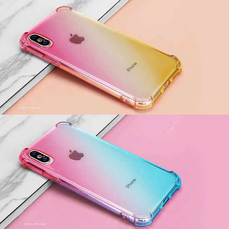 Роскошный цветной градиентный Прозрачный чехол для сотового телефона iPhone 11 Pro X XS