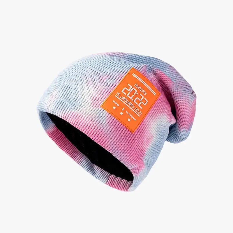 

Шапка Вязаная унисекс, Осень-зима 2021, из полиэстера, с цветными буквами, теплая, 89