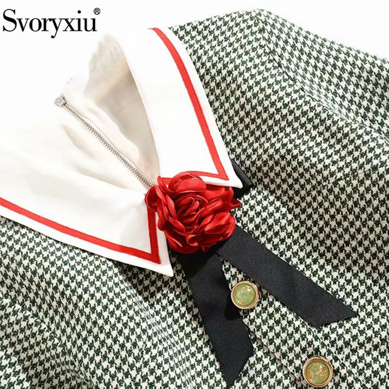 Svoryxiu Autumn Winter Tweed Braided Dress Women's Elegant Long Sleeve Bow Slim Runway High Quality Dresses Vestdios | Женская