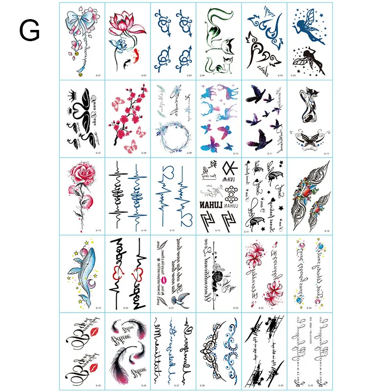 Временные татуировки на тело 30 шт. водостойкие искусственные наклейки