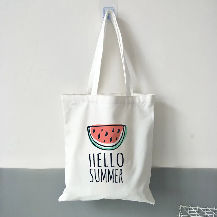 Новая женская Повседневная тканевая сумка Hello Summer с принтом арбуза, сумка для покупок, дамская сумка, многоразовая Большая вместительная сумка