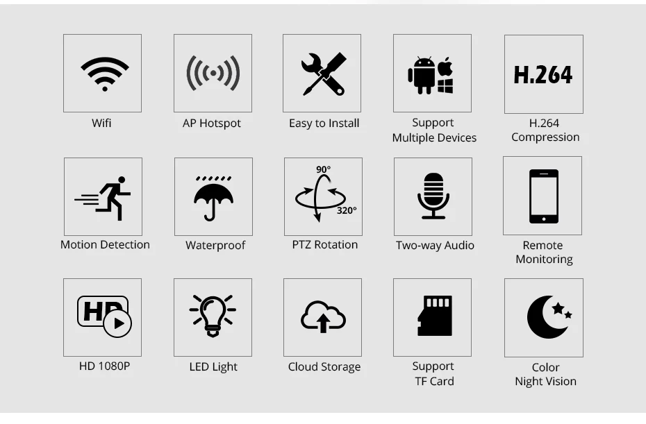FUERS открытый Беспроводной IP Камера IP66 Водонепроницаемый WI-FI 1080 p Скорость PTZ Камера H.265+ Приложение Управление Ночное видение Обнаружение движения