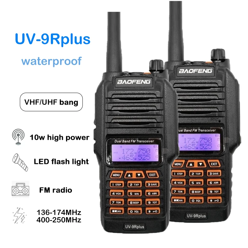 

Baofeng UV-9R Plus Waterproof IP67 Walkie Talkie VHF UHF High Power CB Ham Radio Station 10W Transceiver Two Way Wireles Hunting