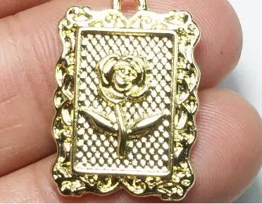 gold Eruifa 10 шт. 15*20 мм прекрасная роза Подвески цинковый сплав ожерелье, серьги браслет ювелирные изделия DIY ручной работы 2 цвета - Окраска металла: gold
